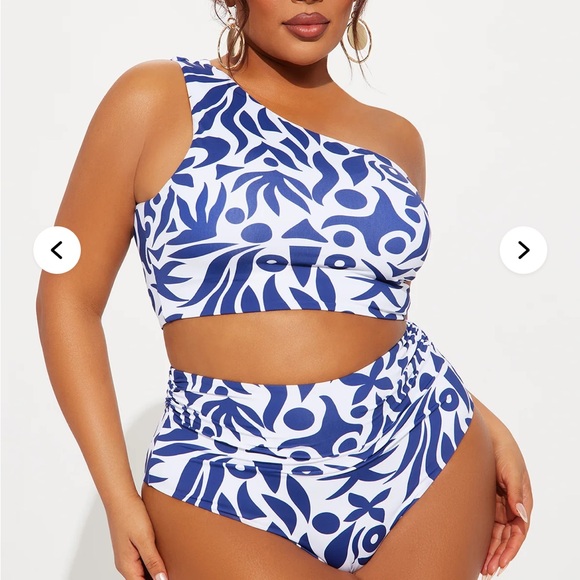 Blue and White One-Shoulder 2 Pc Sz M Swimsuit nwt - Picture 4 of 4